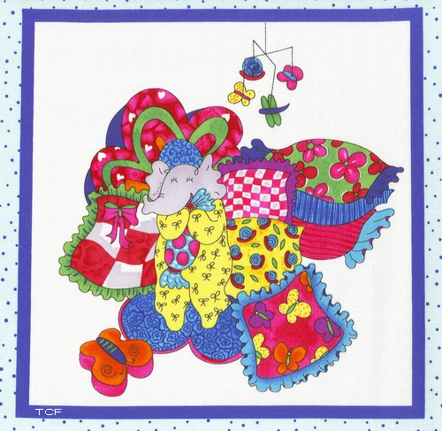 Pillow Trunks Elephant Panels -Blue Fabric <font color=Red> SALE